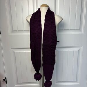 Bench Purple Knit Scarf with Pom Poms